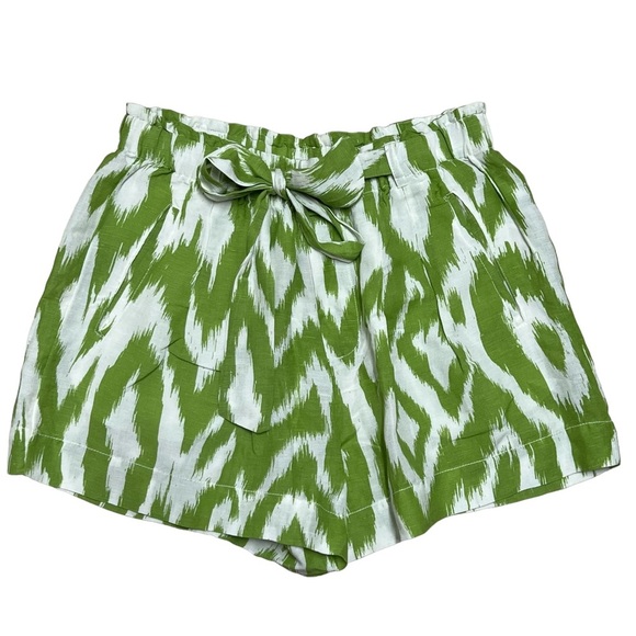 Anthropologie Linen Blend Paper Bag Attached Self Tie Belt  Shorts Size Medium - Picture 2 of 6